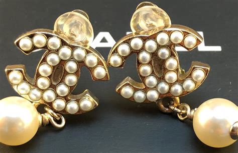 ebay chanel pearl earrings|vintage Chanel diamond earrings.